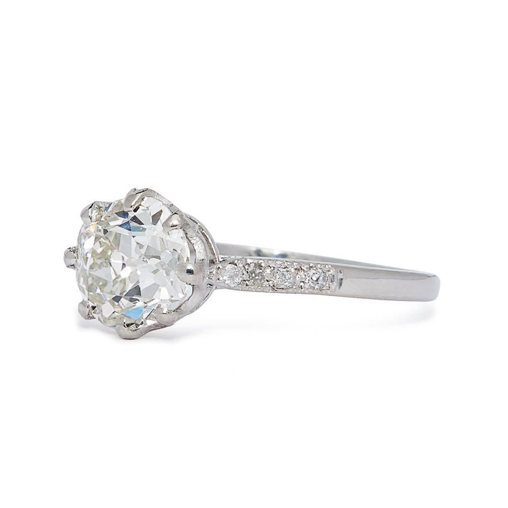 Romantic Edwardian 1.52ct Diamond Solitaire in Luxurious Platinum In Excellent Condition For Sale In Boston, MA