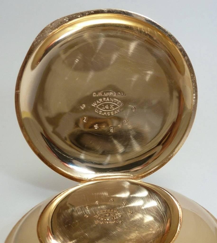  Gold Bird Motif Multi Color Ladies Pocket Watch In Excellent Condition In Boston, MA
