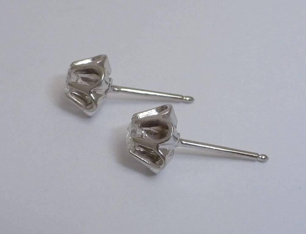 0.50 Carat Buttercup Diamond Platinum Stud Earrings In Excellent Condition In Boston, MA