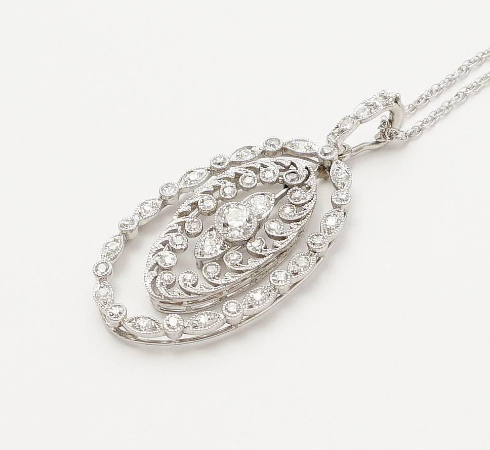 Women's Cartier Edwardian Diamond Pendant Platinum Necklace