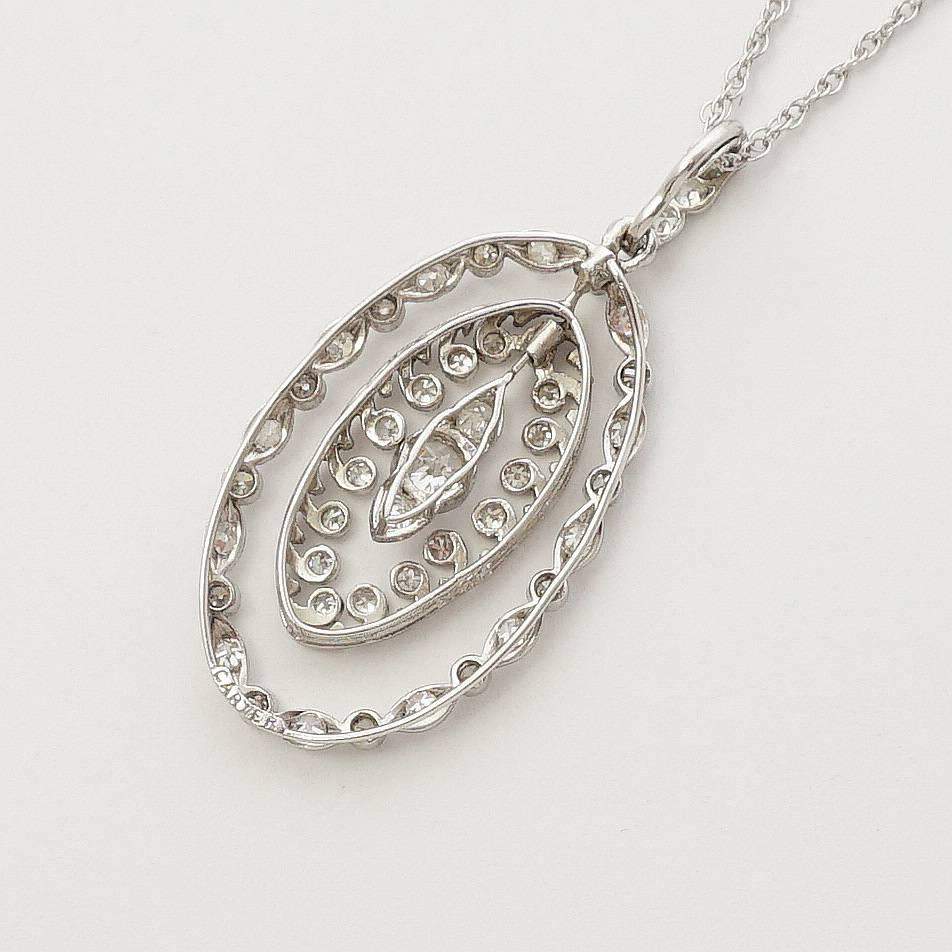Cartier Edwardian Diamond Pendant Platinum Necklace 1