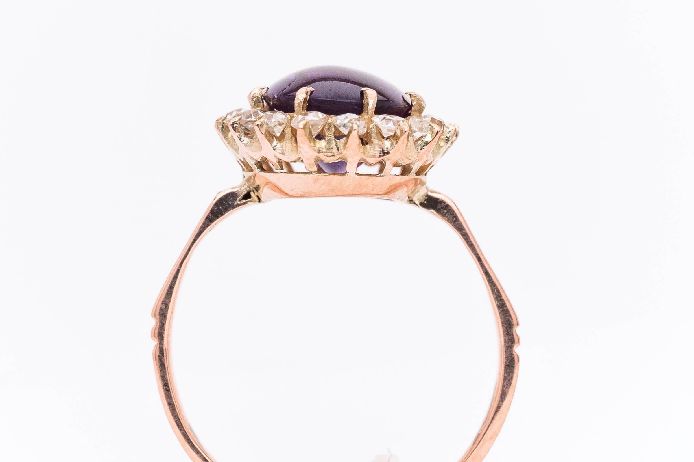 Women's Luxurious Victorian Antique 5 Carat Amethyst Diamond Gold Ring