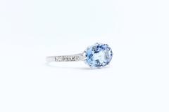 Vivid Blue 2.14 Carat Ceylon Sapphire and Diamond Ring in Platinum