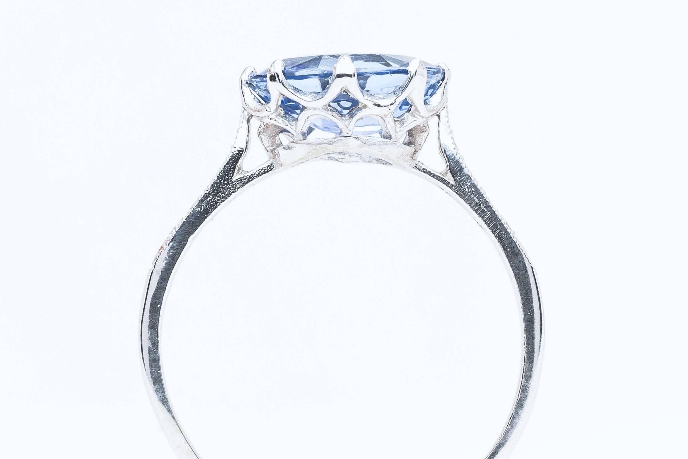 Women's Vivid Blue 2.14 Carat Ceylon Sapphire and Diamond Ring in Platinum For Sale