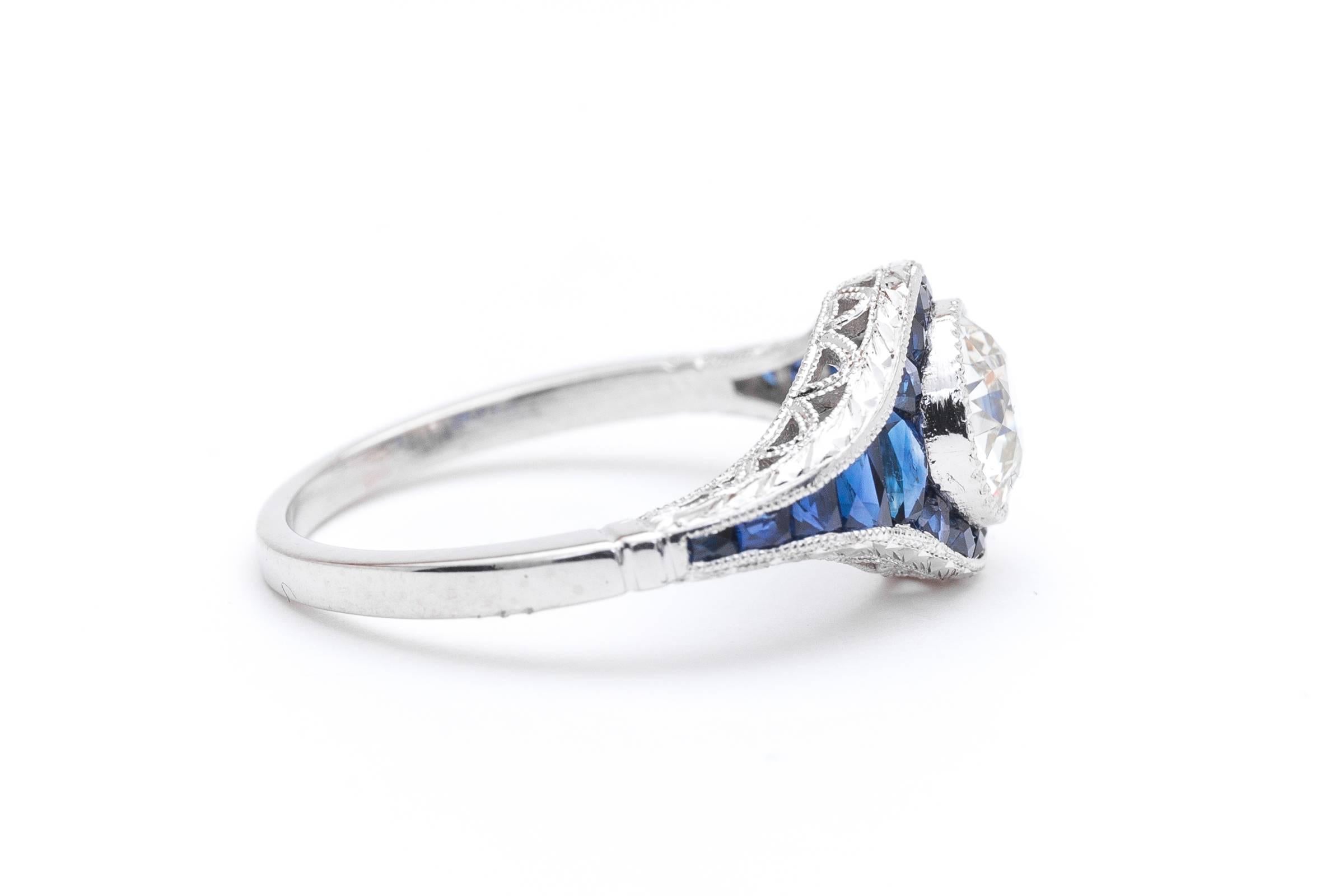 Women's Glorious Sapphire Diamond Platinum Engagement Ring For Sale