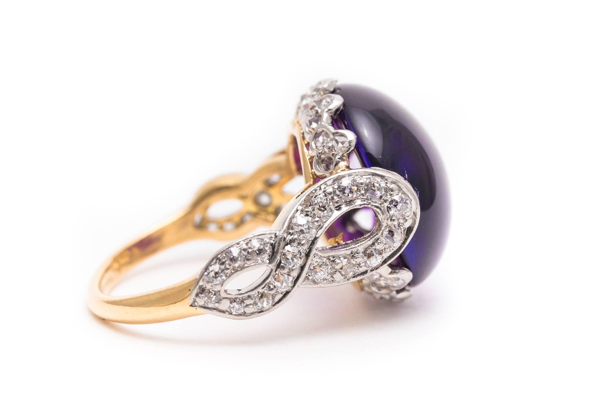 Edwardian Spectacular Amethyst and Diamond Ring in Platinum and Yellow Gold