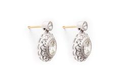 Bezel Set 1.92 Carat European Cut Diamond Earrings in Platinum
