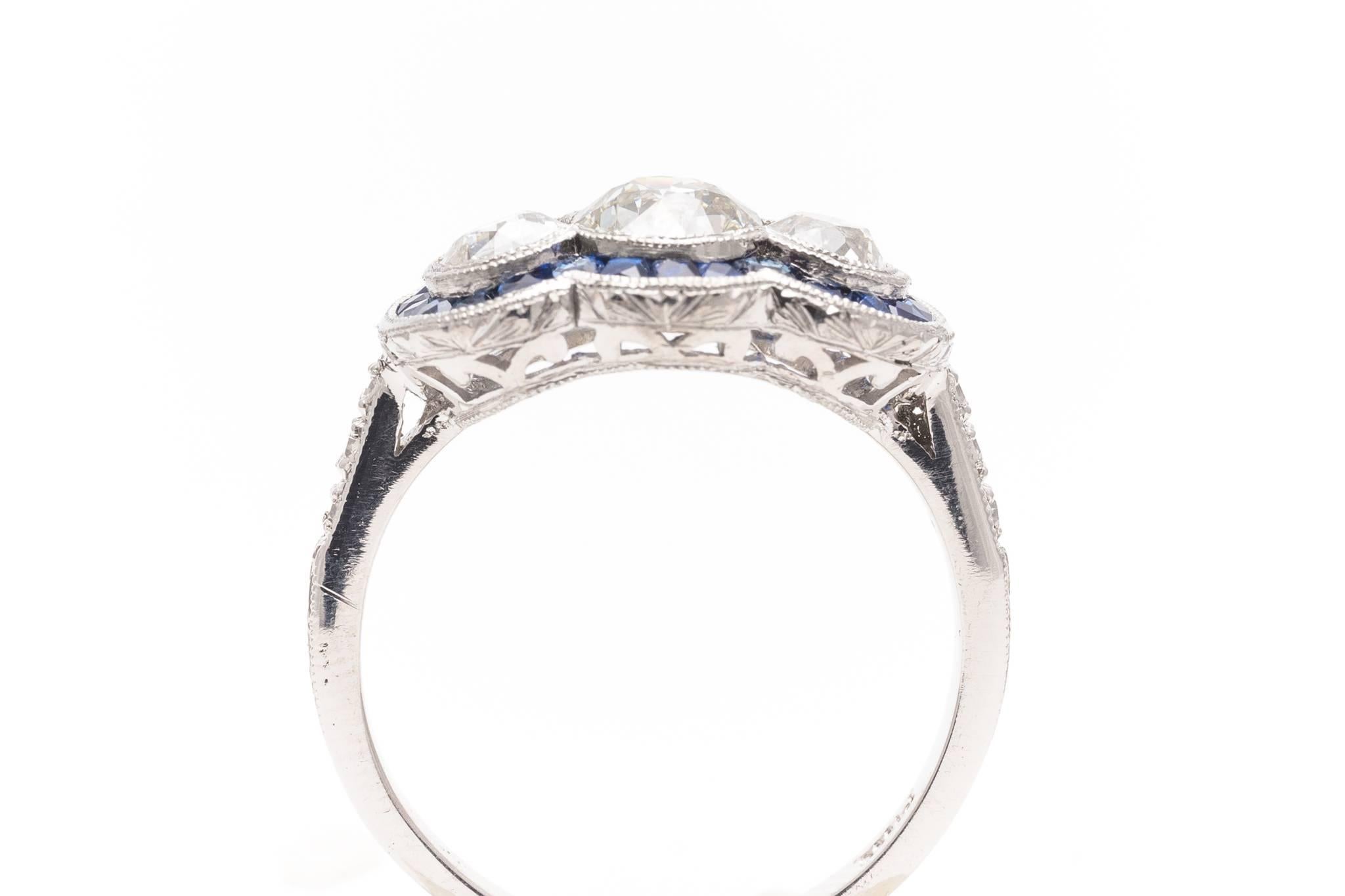 Vivid  Sapphire and Diamond Engagement Ring in Platinum 1
