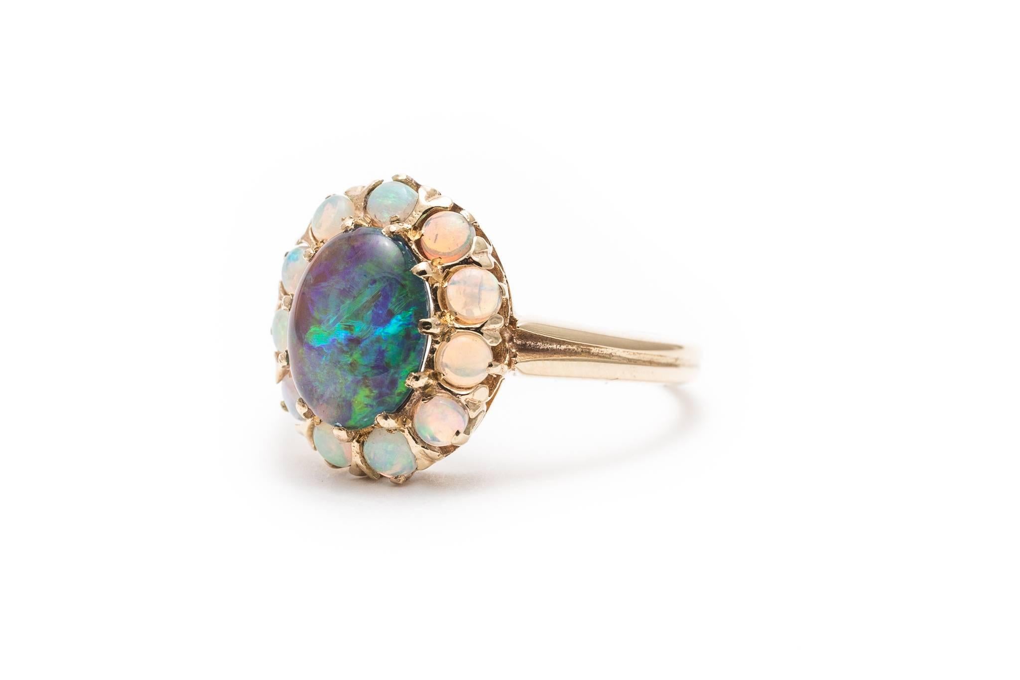 Lightning Ridge Opal Yellow Gold Ring In Excellent Condition In Boston, MA