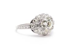 Hand Engraved Art Deco 1.50 Carat Diamond Engagement Ring in Platinum
