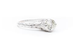 Floral Art Nouveau 0.85 Carat Diamond Engagement Ring in Luxurious Platinum