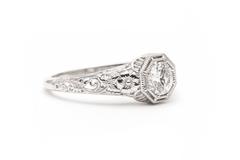 Floral Filigree Diamond Platinum Engagement Ring