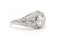 Art Deco Diamond Platinum Filigree Engagement Ring