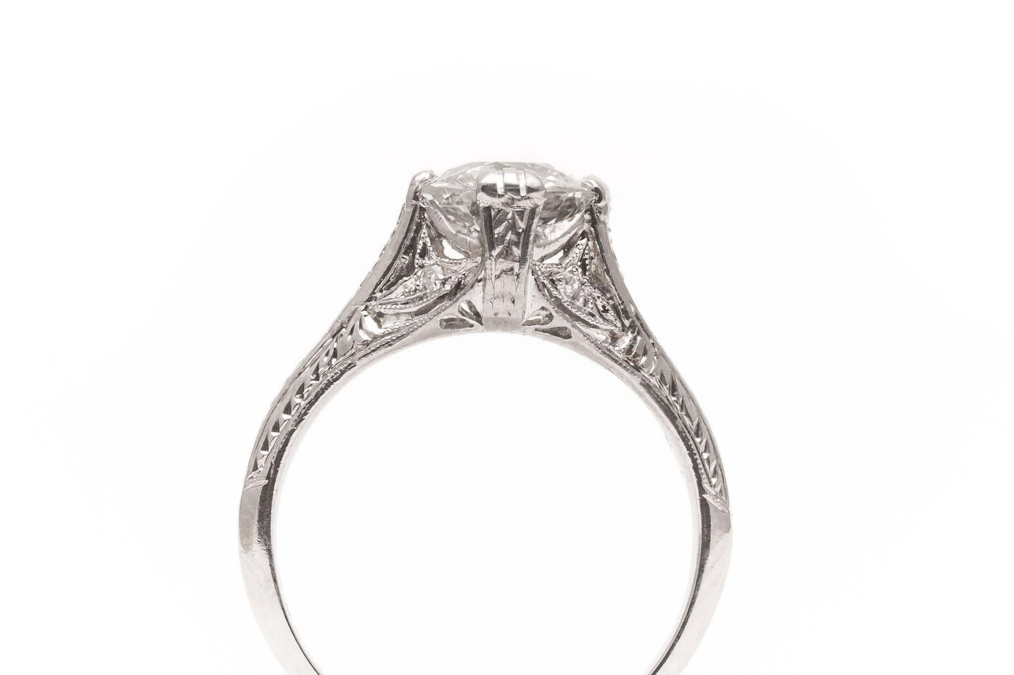 Women's Art Deco 1.75 Carat Diamond Platinum Engagement Ring For Sale