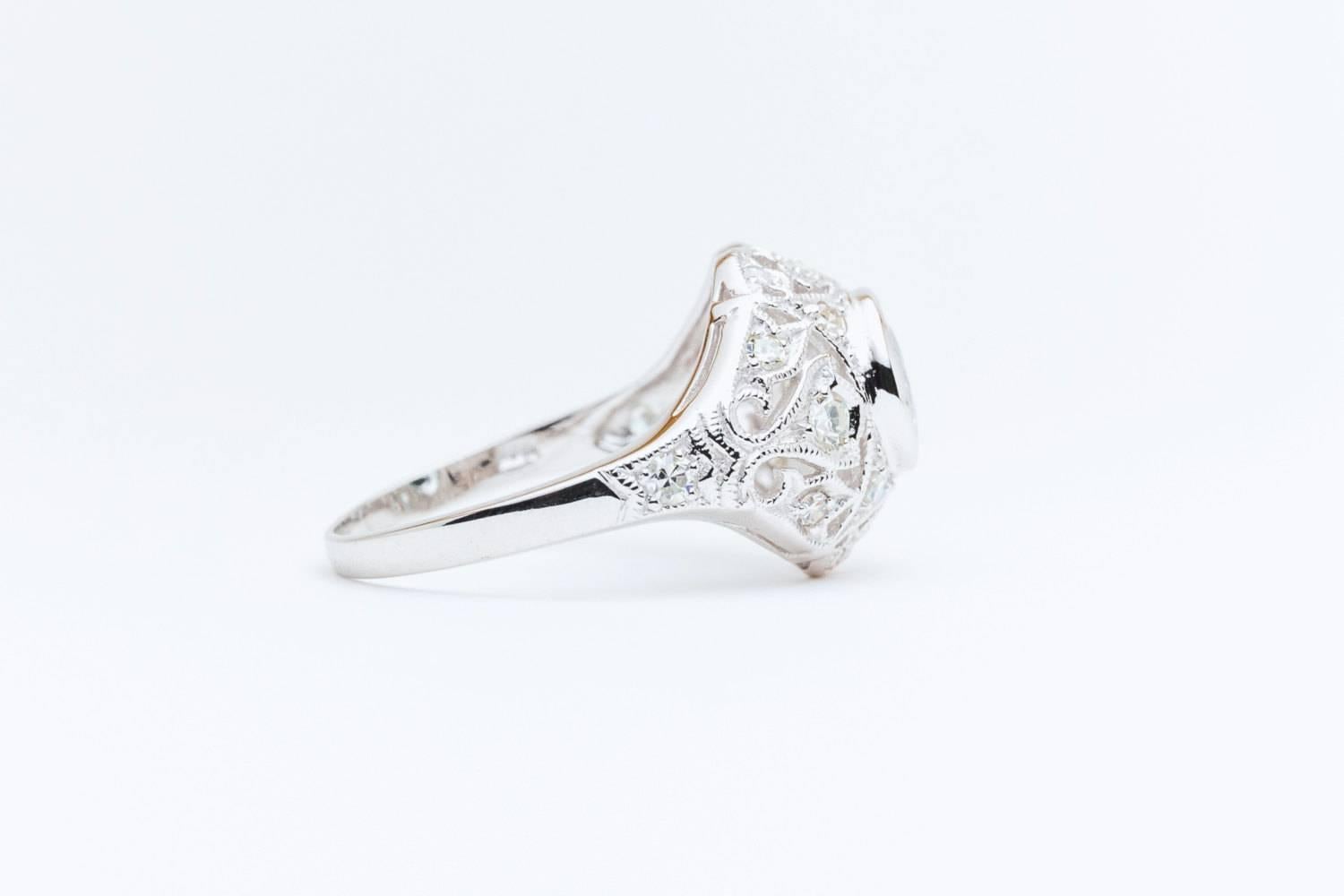 Women's 1.61 Carat Aquamarine Diamond white gold Ring 