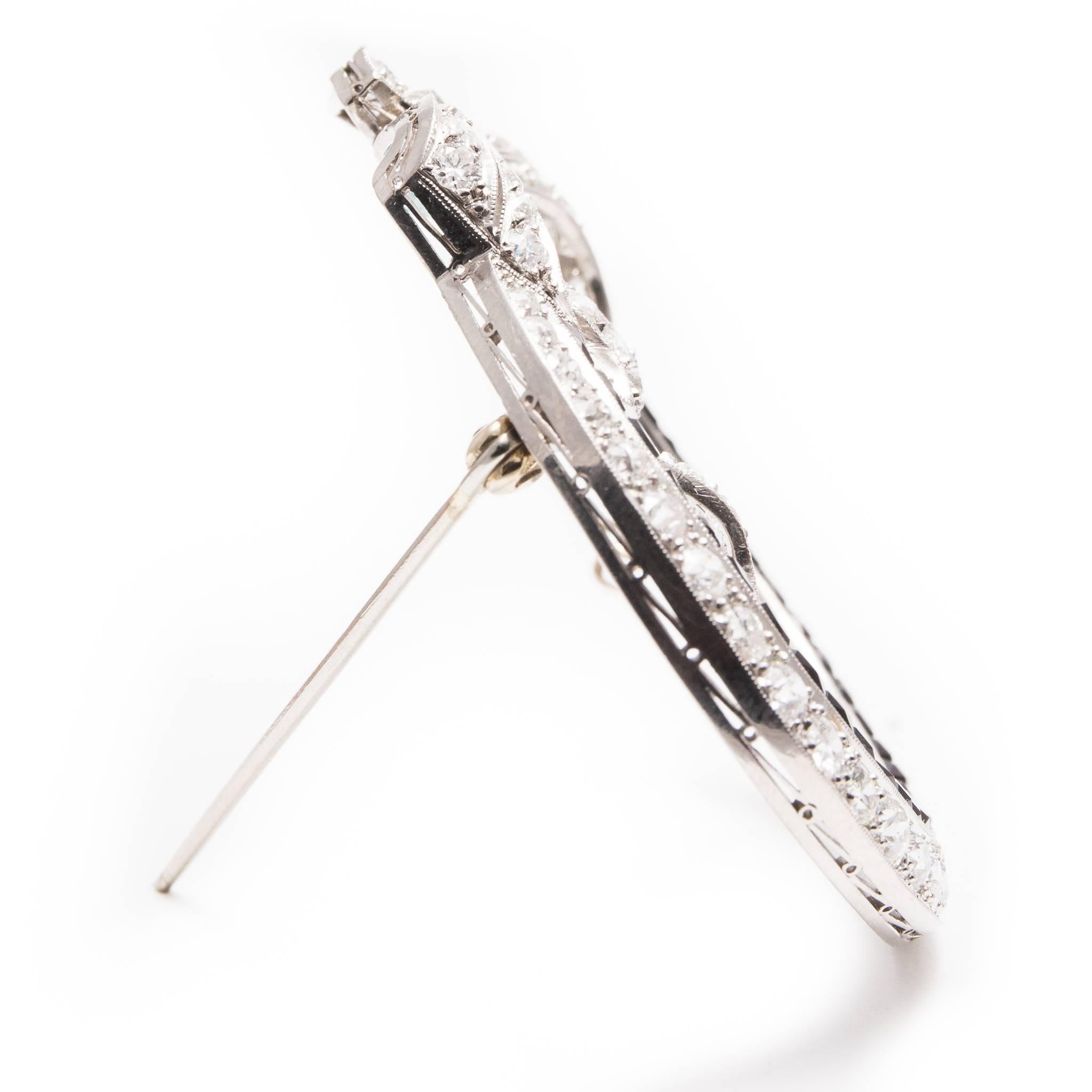 Women's Spectacular Art Deco Aquamarine Diamond and Onyx Brooch in Platinum For Sale