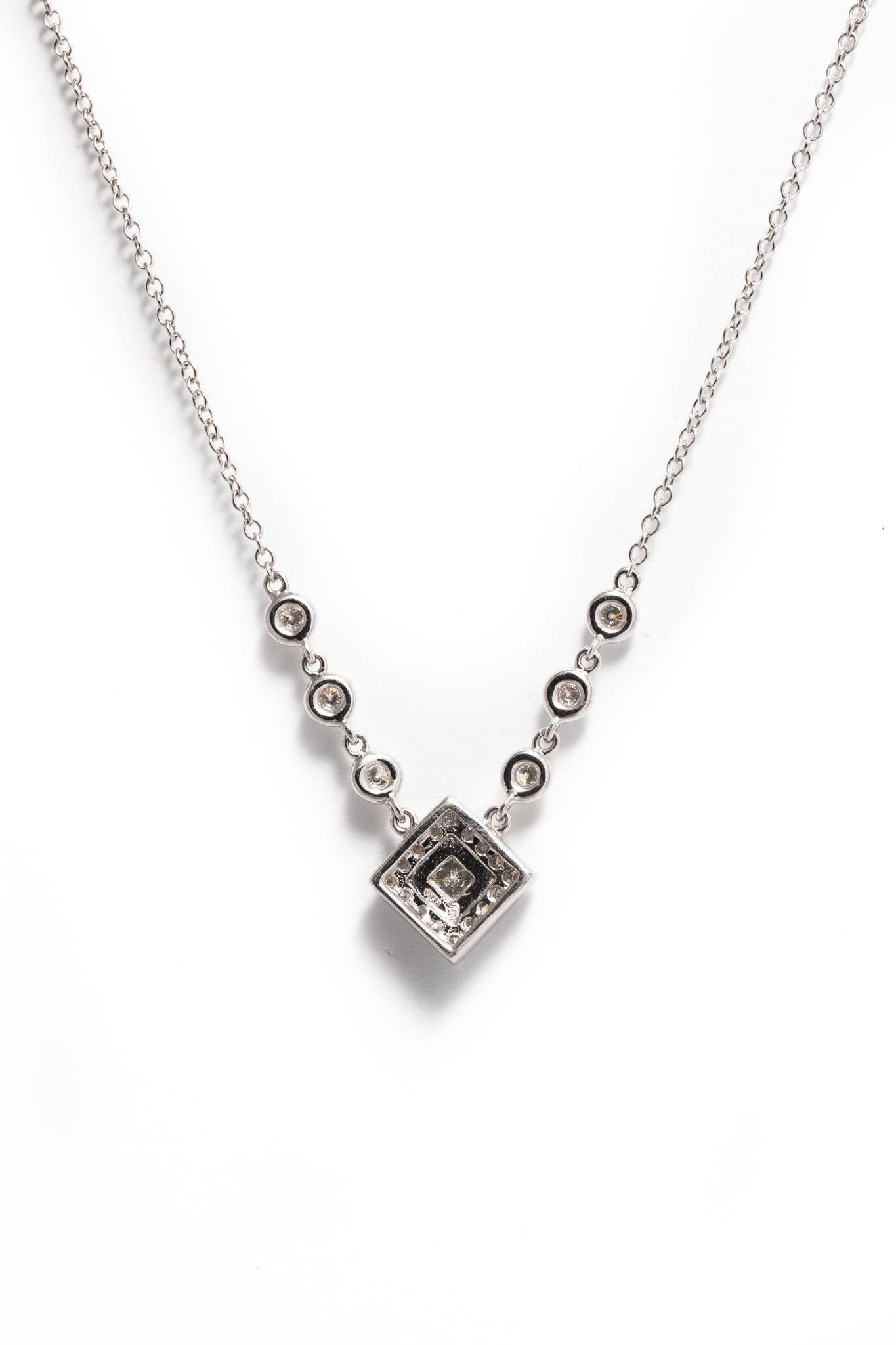 Chic Contemporary Diamond White Gold Pendant Necklace   1