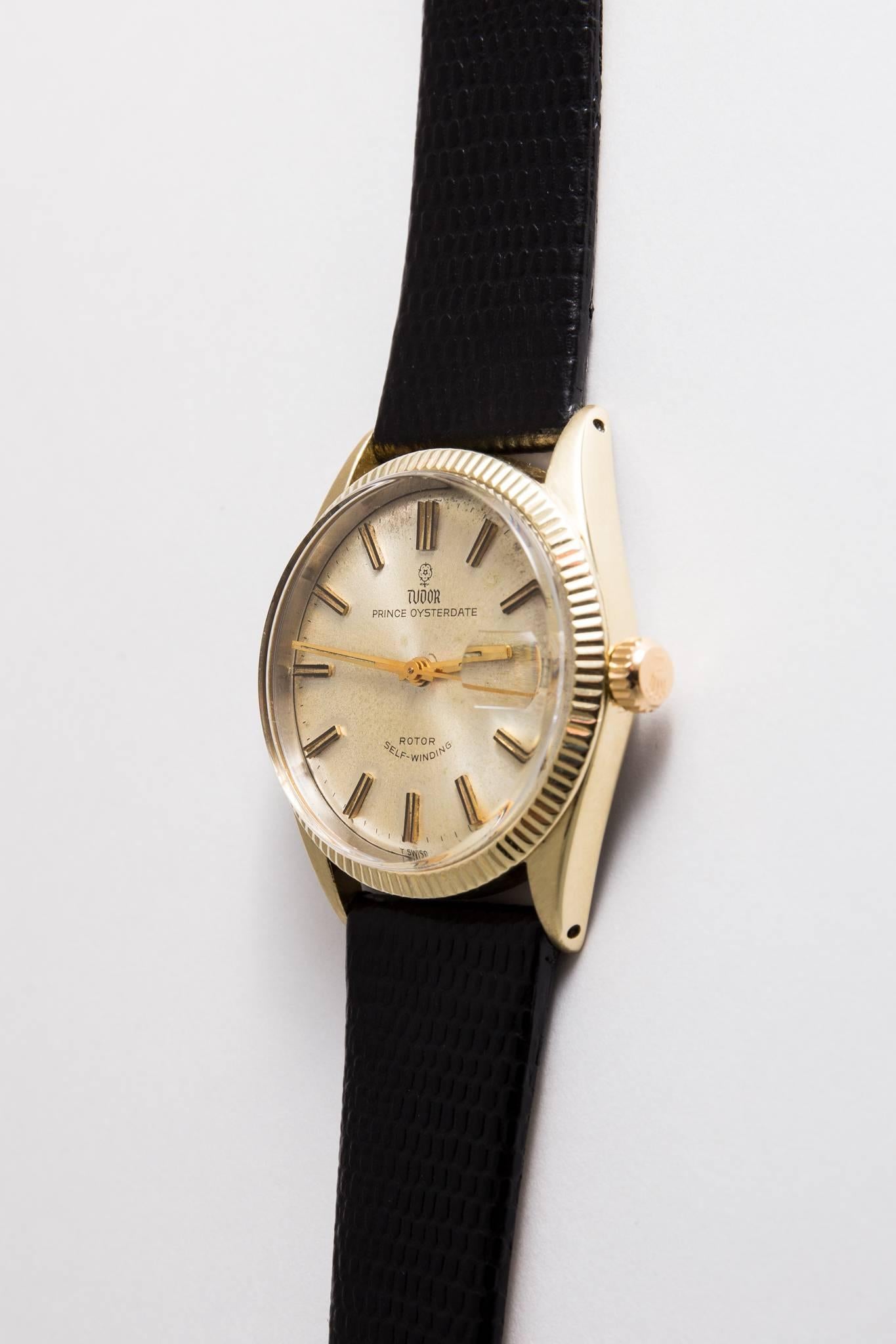 Rolex Tudor Yellow Gold Stainless Steel Automatic Wristwatch, 1960s In Excellent Condition In Boston, MA