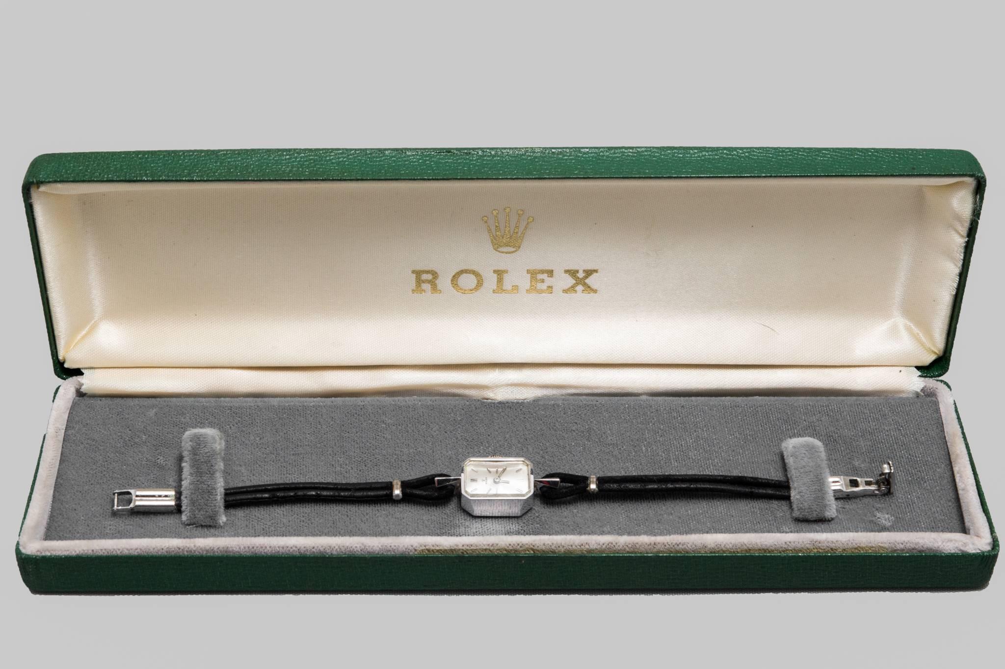 Vintage Mid Century Rolex Ladies White Gold Wristwatch  2