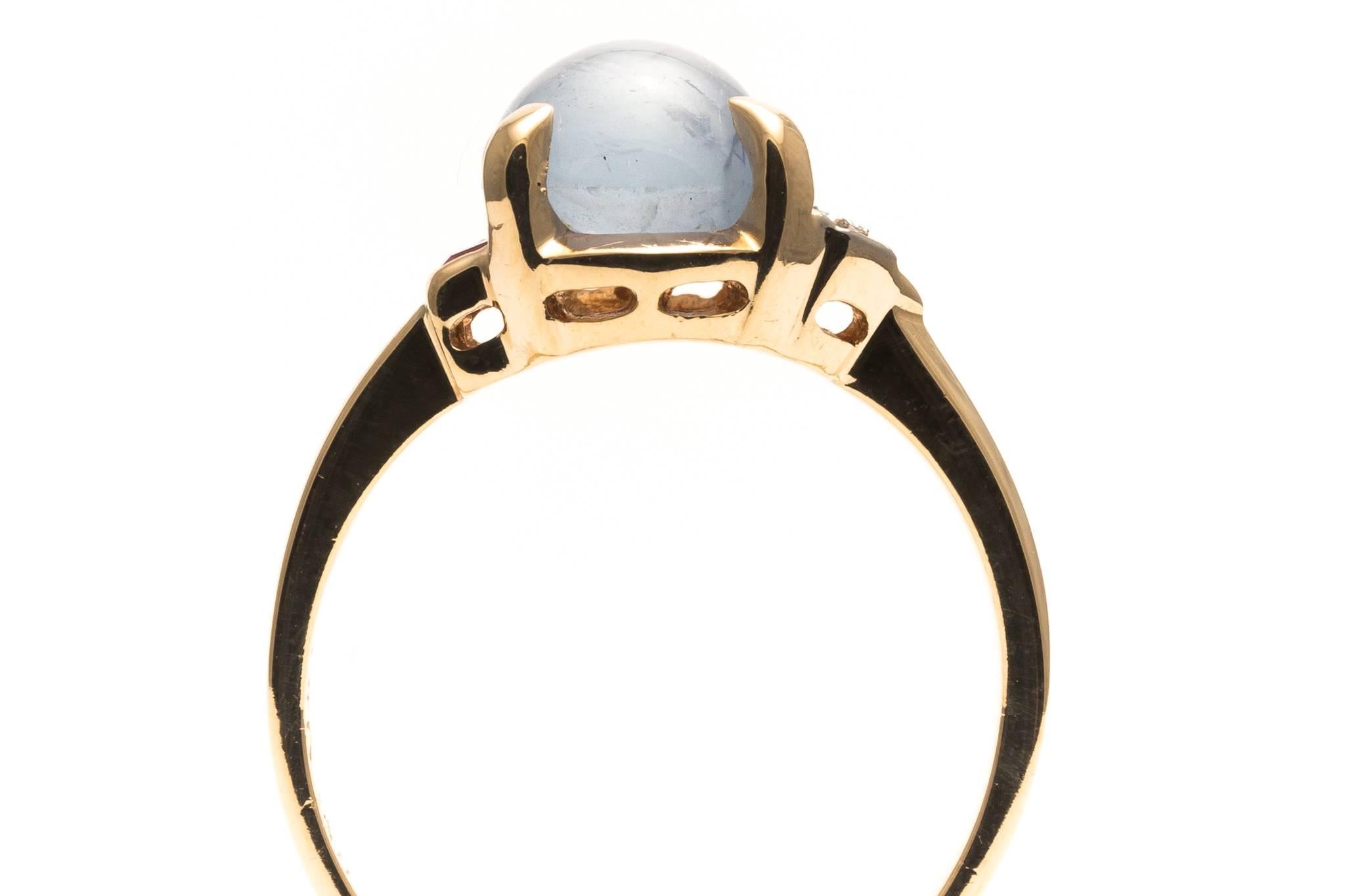 Retro Ceylon Star Sapphire Ruby Diamond Ring 1