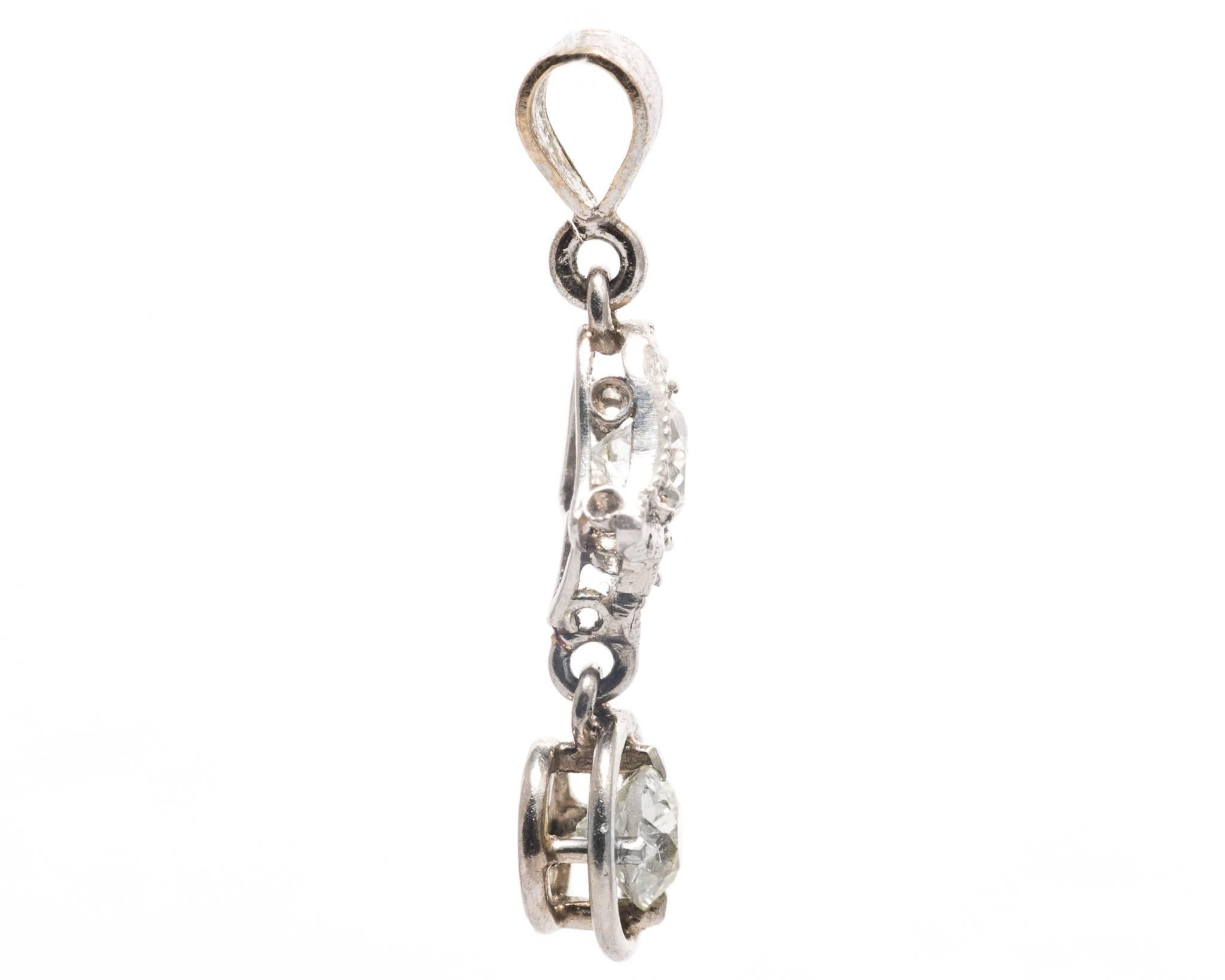 Women's Floral Art Deco Diamond Platinum Pendant Necklace