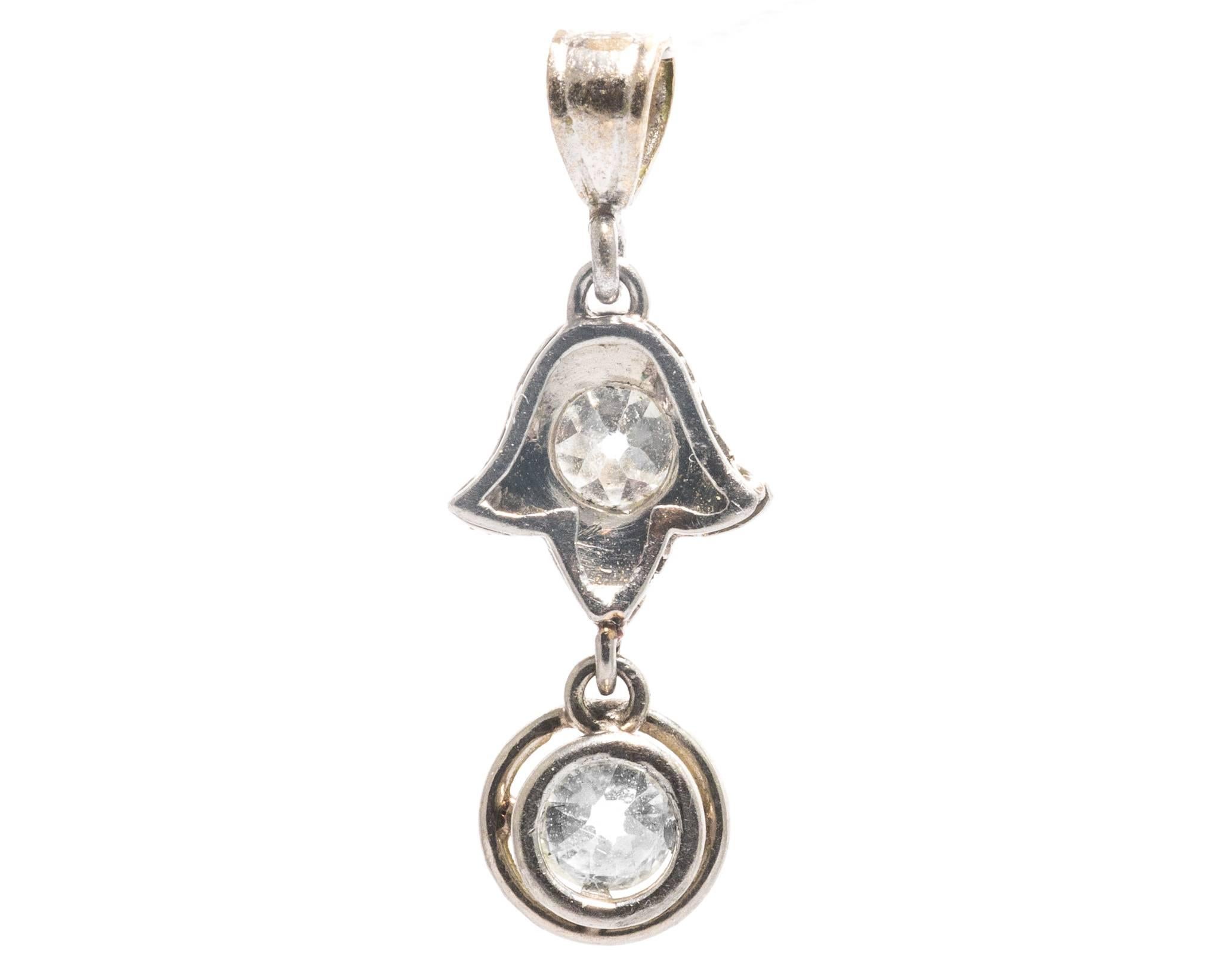 Floral Art Deco Diamond Platinum Pendant Necklace 1