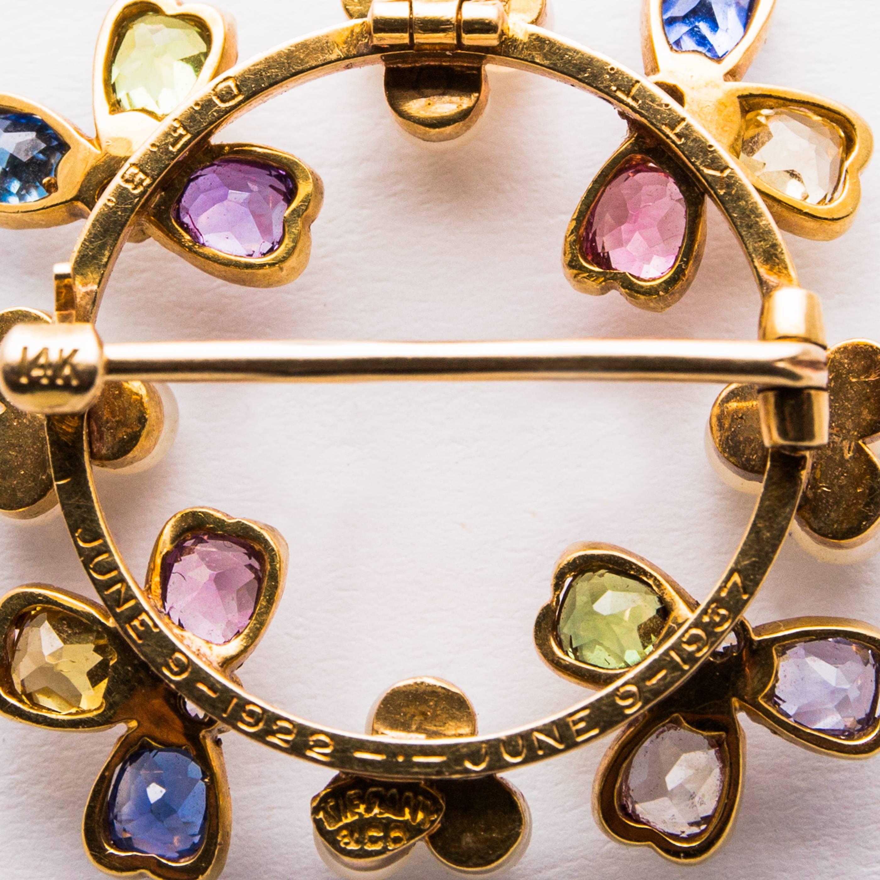 Women's Tiffany & Co. Rare Multicolor Pearl Sapphire Diamond Yellow Gold Pendant