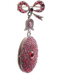 Victorian Bohemian Garnet Locket Brooch in Gilt Silver