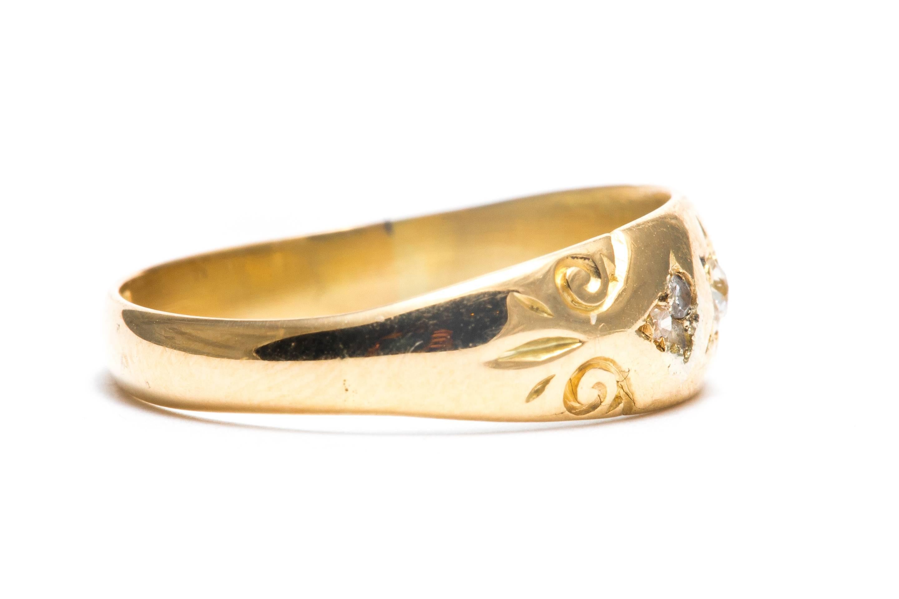 Rose Cut English Victorian Diamond Yellow Gold Ring For Sale