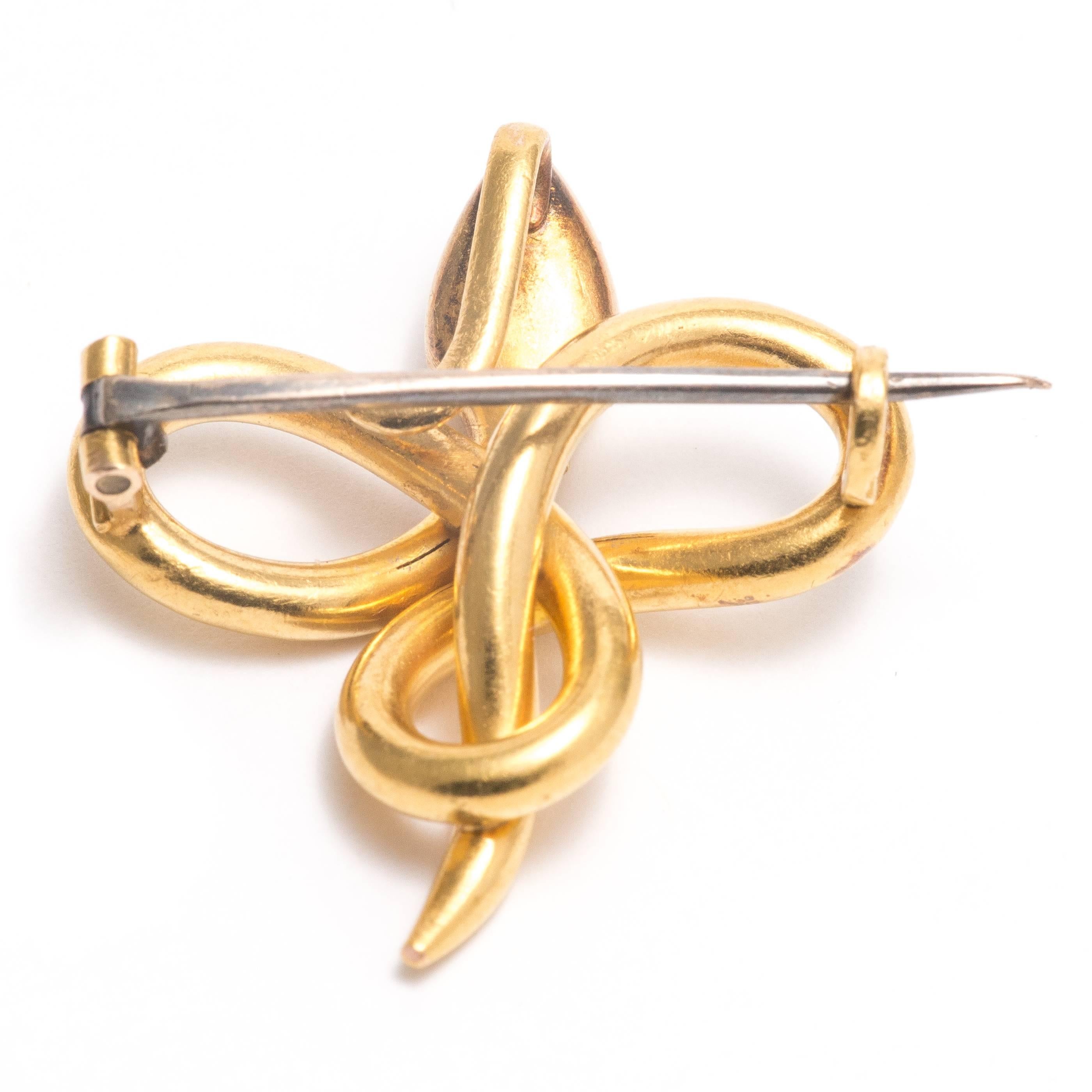 Women's French Art Nouveau Yellow Gold Serpent Brooch For Sale