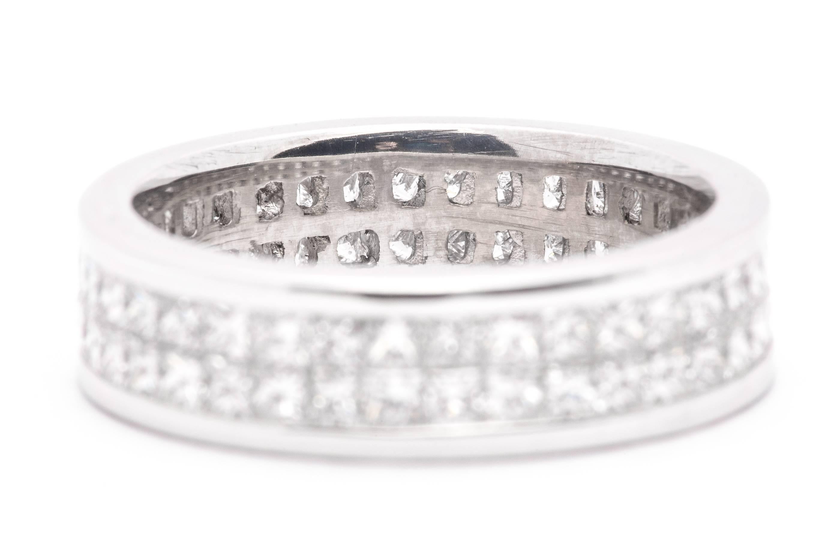 Princess Cut 3.60 Carat Diamond Eternity Band in Platinum In Excellent Condition For Sale In Boston, MA