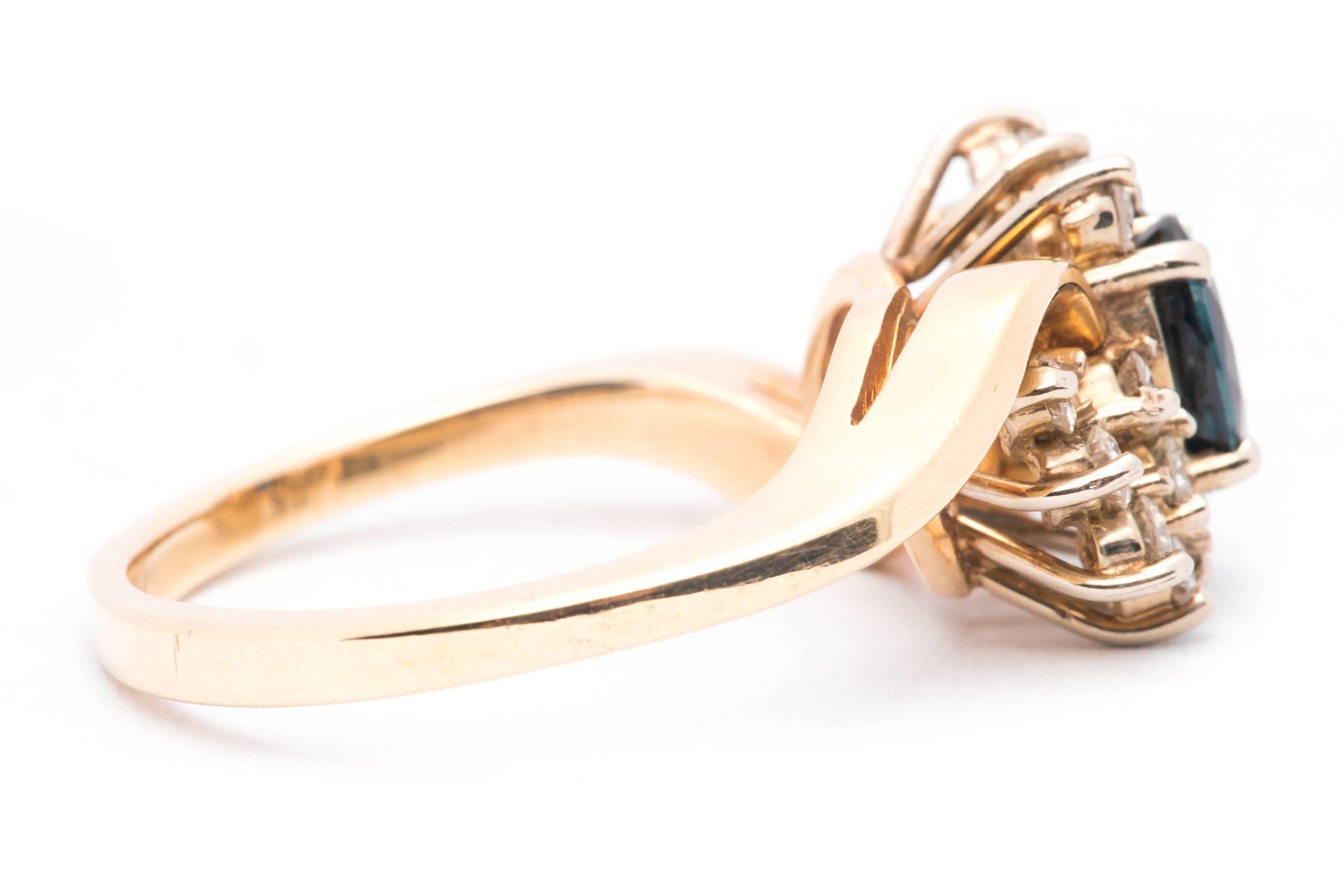 Women's Ribbon like Sapphire Diamond Gold Ring For Sale