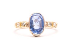 Victorian Sapphire and Rose Cut Diamond Ring in Yellow Gold