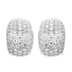 Pave Set 2.82 Carat Diamond Huggie Earrings in Platinum