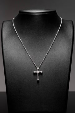 Pave Set 0.57 Carat Diamond Cross in 18 Karat White Gold