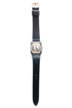 Omega White Gold Enamel Art Deco Wristwatch