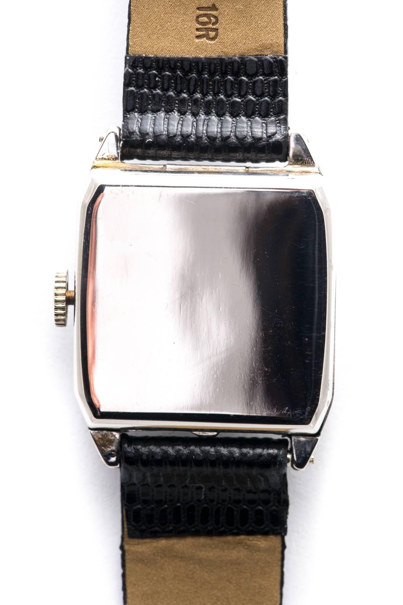 Omega White Gold Enamel Art Deco Wristwatch 1