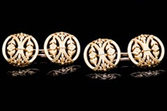 French Art Nouveau Floral Gold Cufflinks