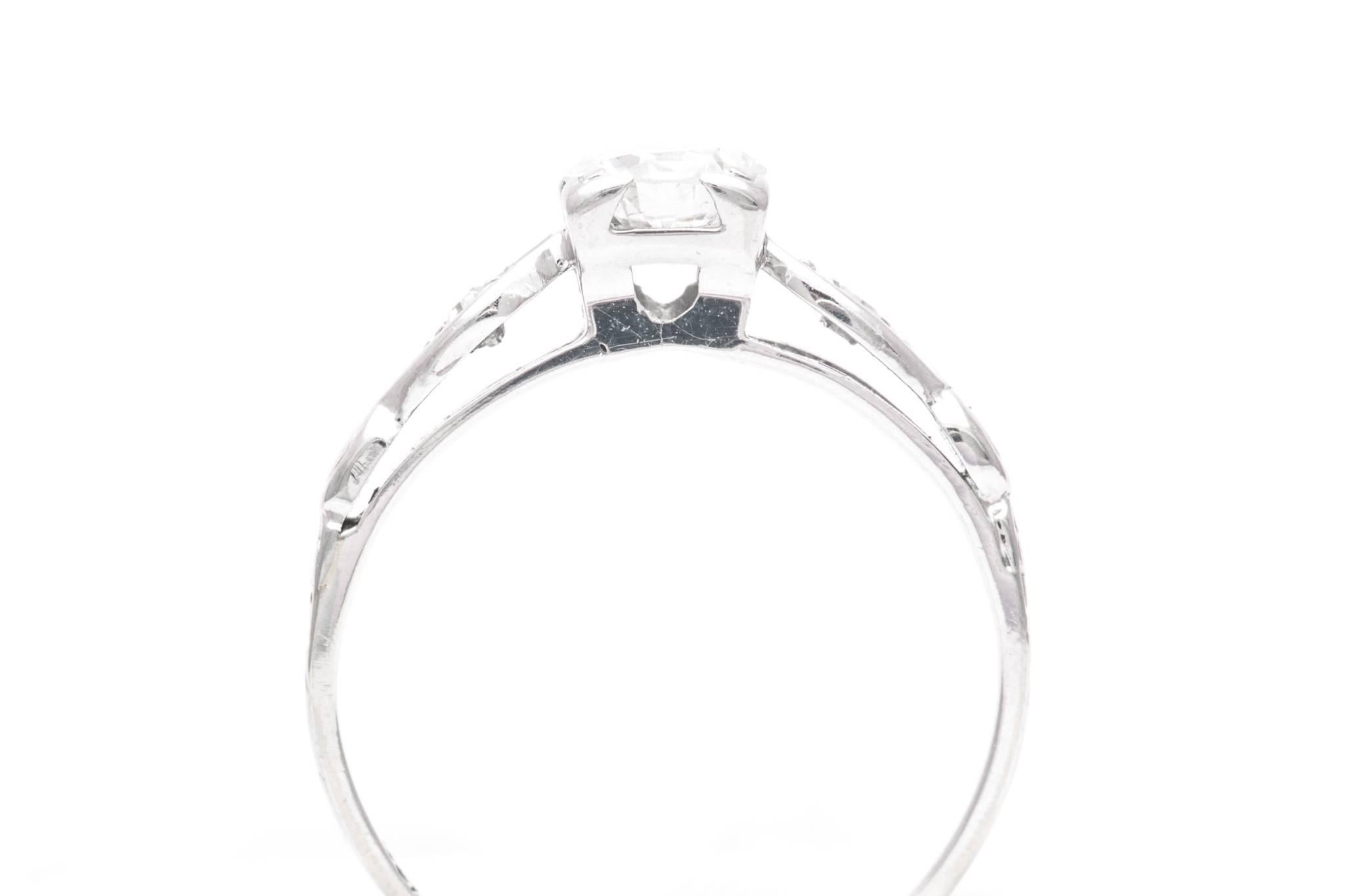 Women's Mid-Century 0.50 Carat Diamond Engagement Ring in 18 Karat White Gold For Sale