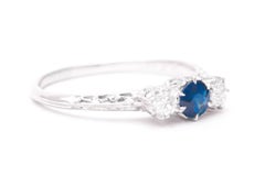 Edwardian Sapphire and Diamond Filigree Trilogy Ring in Platinum