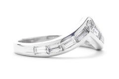 Contoured Baguette and Round Diamond Wedding Band