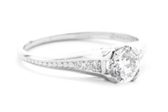 Art Deco Hand Engraved 0.70 Carat Diamond Engagement Ring in Platinum