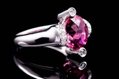 Contemporary Chic Rubellite Tourmaline and Diamond Ring in White Gold