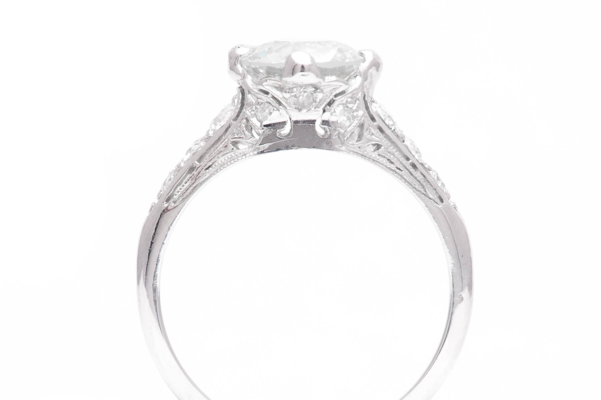 GIA Certified Art Deco 1.53 Carat European Cut Diamond Engagement Ring 1