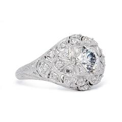 Spectacular Edwardian GIA Certified Diamond Platinum Engagement Ring