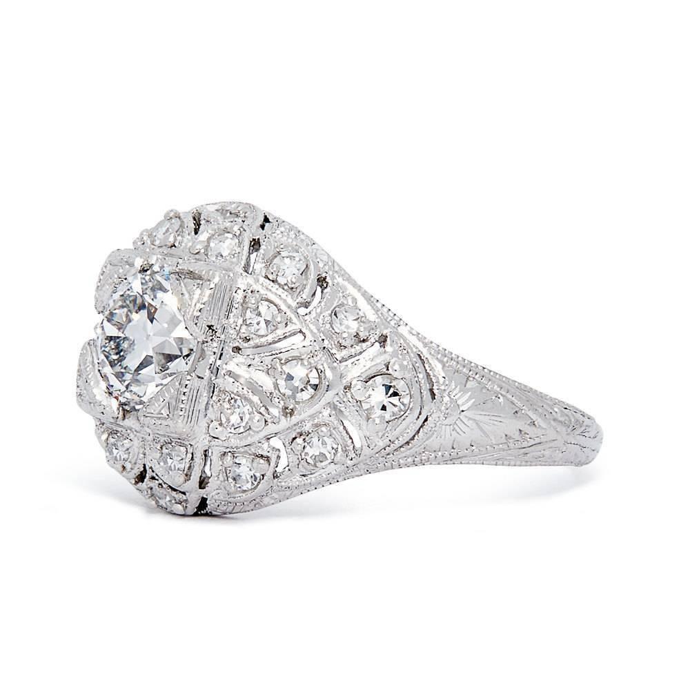 Old European Cut Spectacular Edwardian GIA Certified Diamond Platinum Engagement Ring For Sale