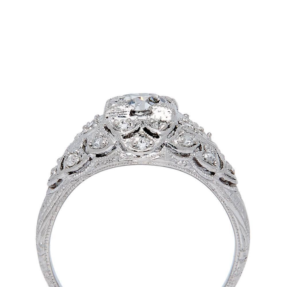 Spectacular Edwardian GIA Certified Diamond Platinum Engagement Ring In Excellent Condition For Sale In Boston, MA