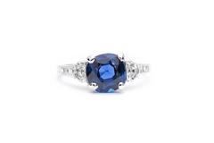 Tiffany & Co. Art Deco 2.23 Carat Sapphire Half Moon Diamond Engagement Ring