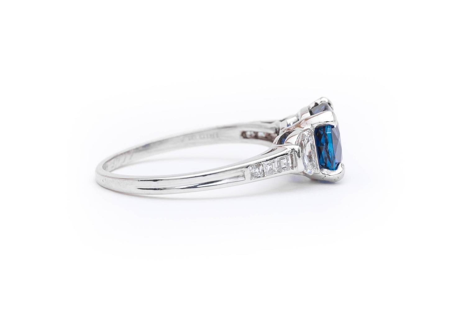 Tiffany and Co. Art Deco 2.97 Carat Sapphire Half Moon Diamond ...