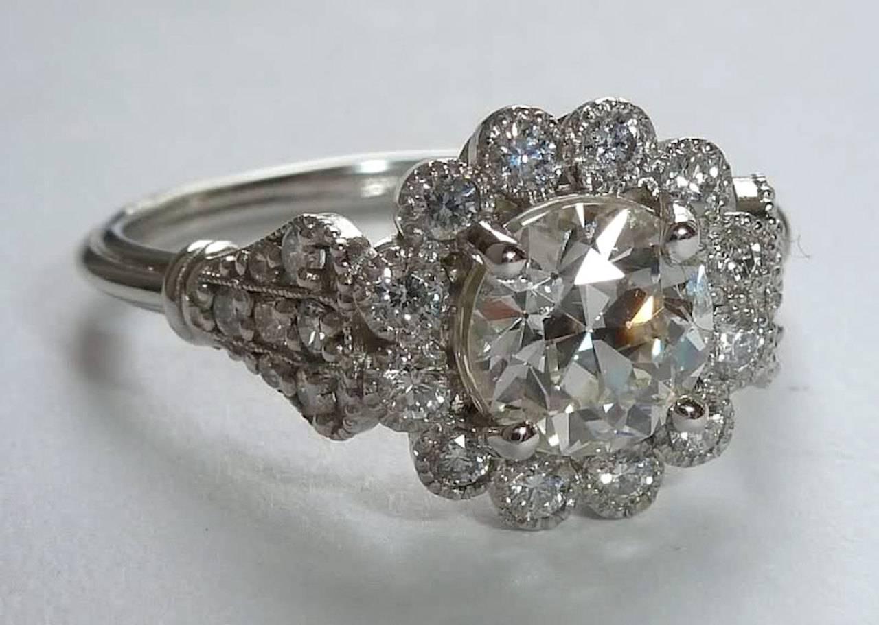 Graceful Edwardian 1.20 Carat Diamond Platinum Engagement Ring For Sale ...